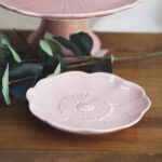 Plato postre - Flor - Rosa