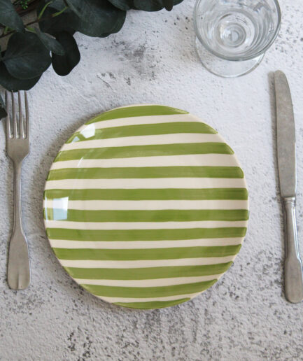 Plato postre - Rayas - Verde