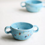 Cuenco con dos asas - Azul - Colección pinceladas