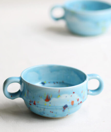 Cuenco con dos asas - Azul - Colección pinceladas