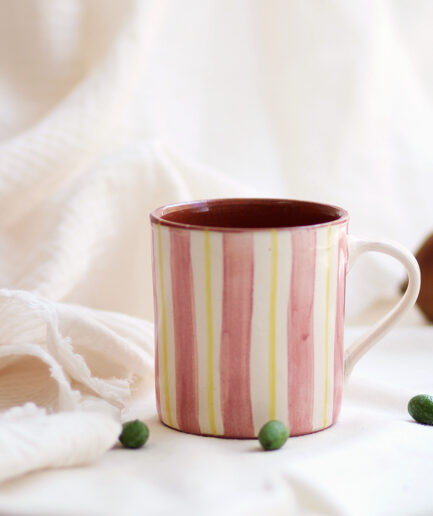 Taza rayas horizontales- Rosa y amarillo