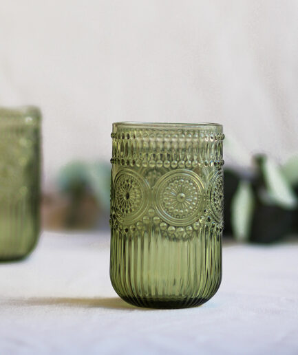 Vasos Largos Flor de girassol - Verde - Pack de 6