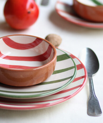 Cuenco bajo - Colección "Entre Rayas" - Rojo