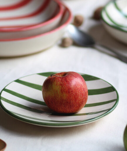 Plato postre - Colección "Entre Rayas" - Verde